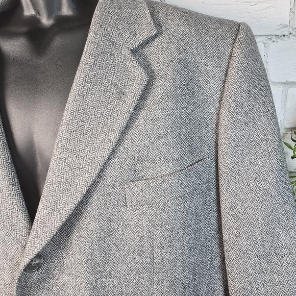 Corneliani C C Collection Wool Cashmere Gray Blazer Herringbone Mens Size 40R - Picture 2 of 12